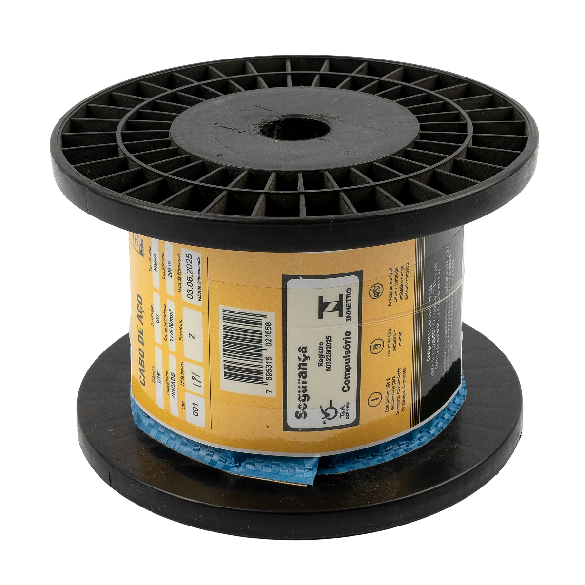 Cabo de aço 1/16″ – 1,6 mm (bobina de 200m) 6×7 AF Zincado