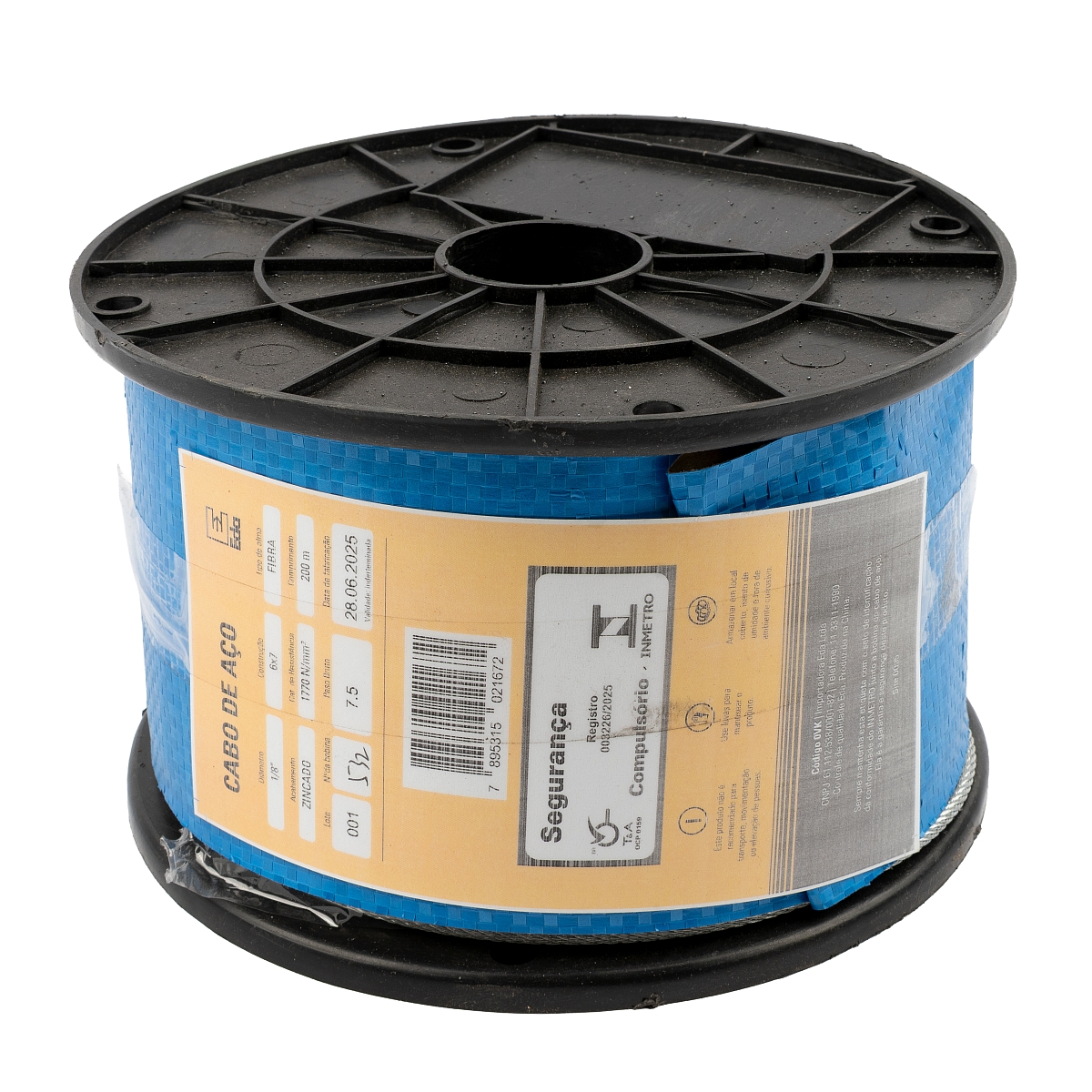 Cabo de aço 1/8″ – 3,2 mm (bobina de 200m) 6×7 AF Zincado