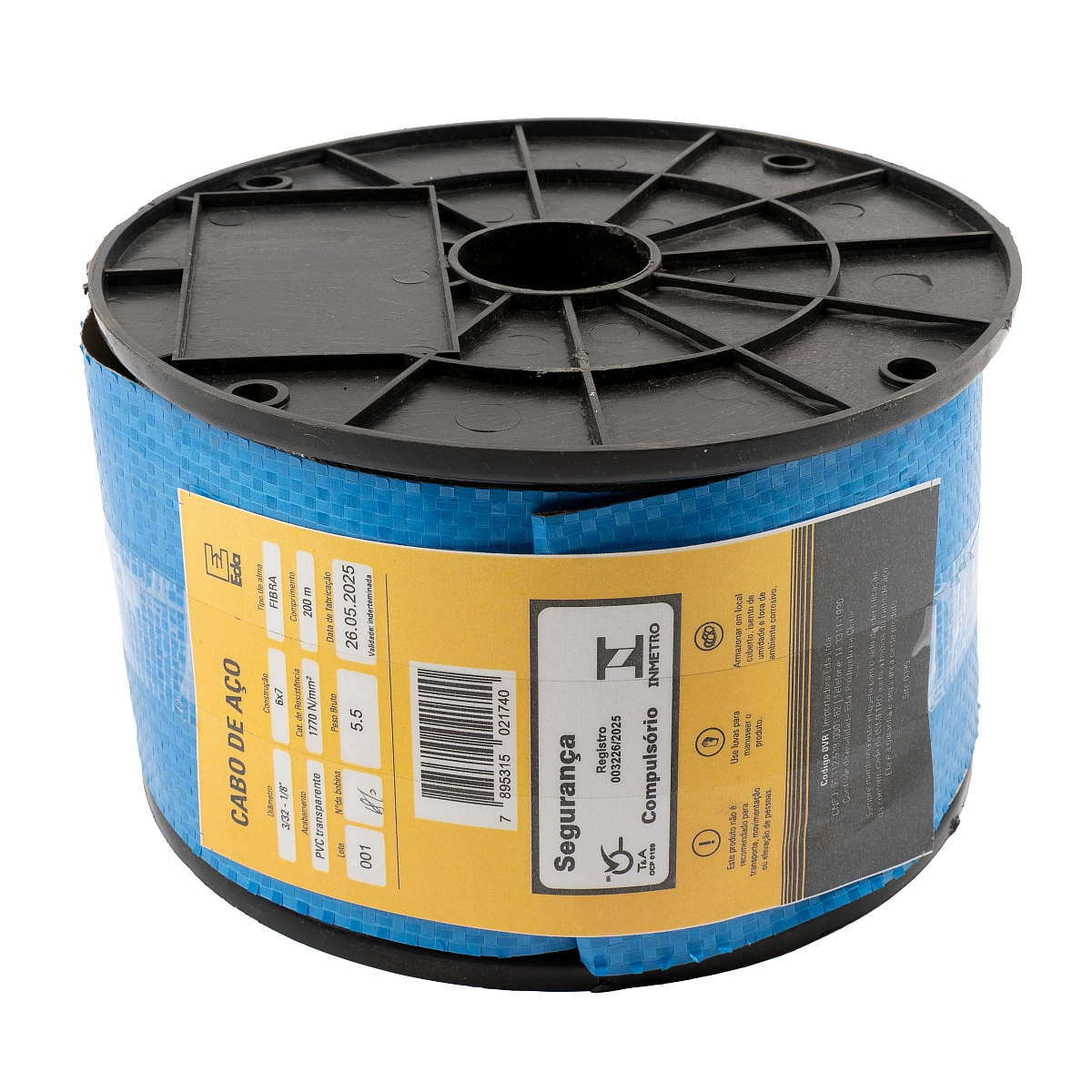 Cabo de aço PVC transparente 3/32-1/8″ (bobina de 200m) 6×7 AF