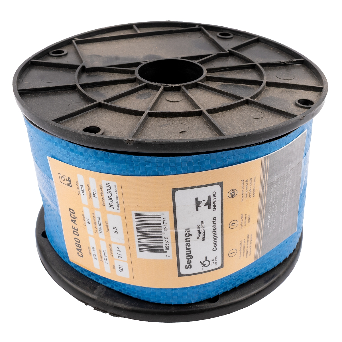 Cabo de aço PVC preto 3/32-1/8″ (bobina de 200m) 6×7 AF