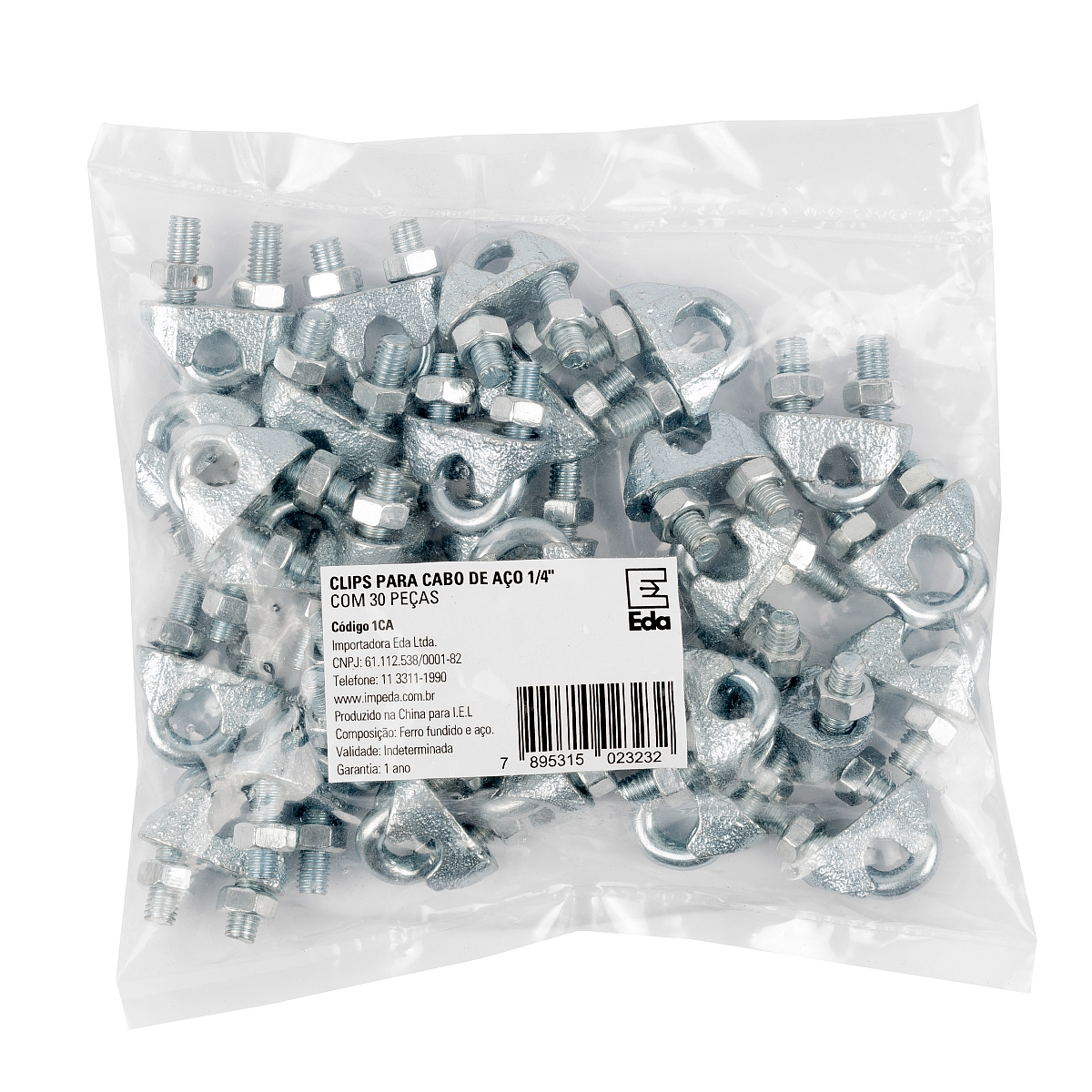 Clips para Cabo de Aço 1/4″ com 30 Peças