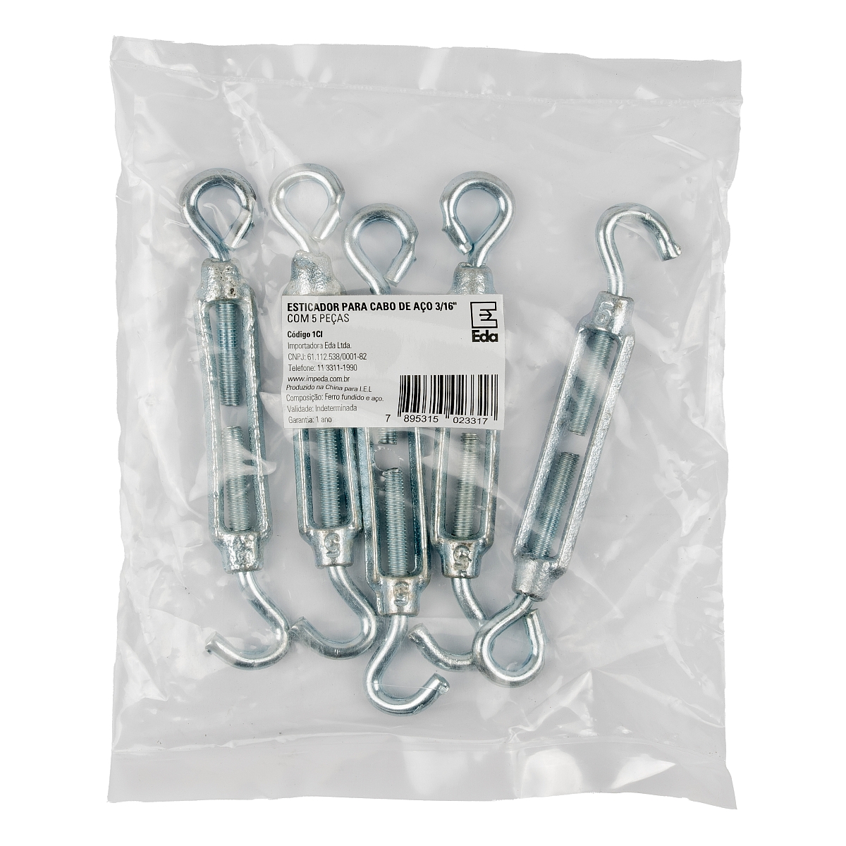 Esticador para Cabo de Aço 3/16″ com 5 Peças